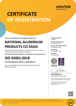 ISO 45001-2018 Valid Till Aug 2026- Issued 2023